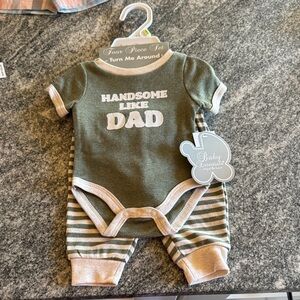 Green and Cream Baby Onesie Set